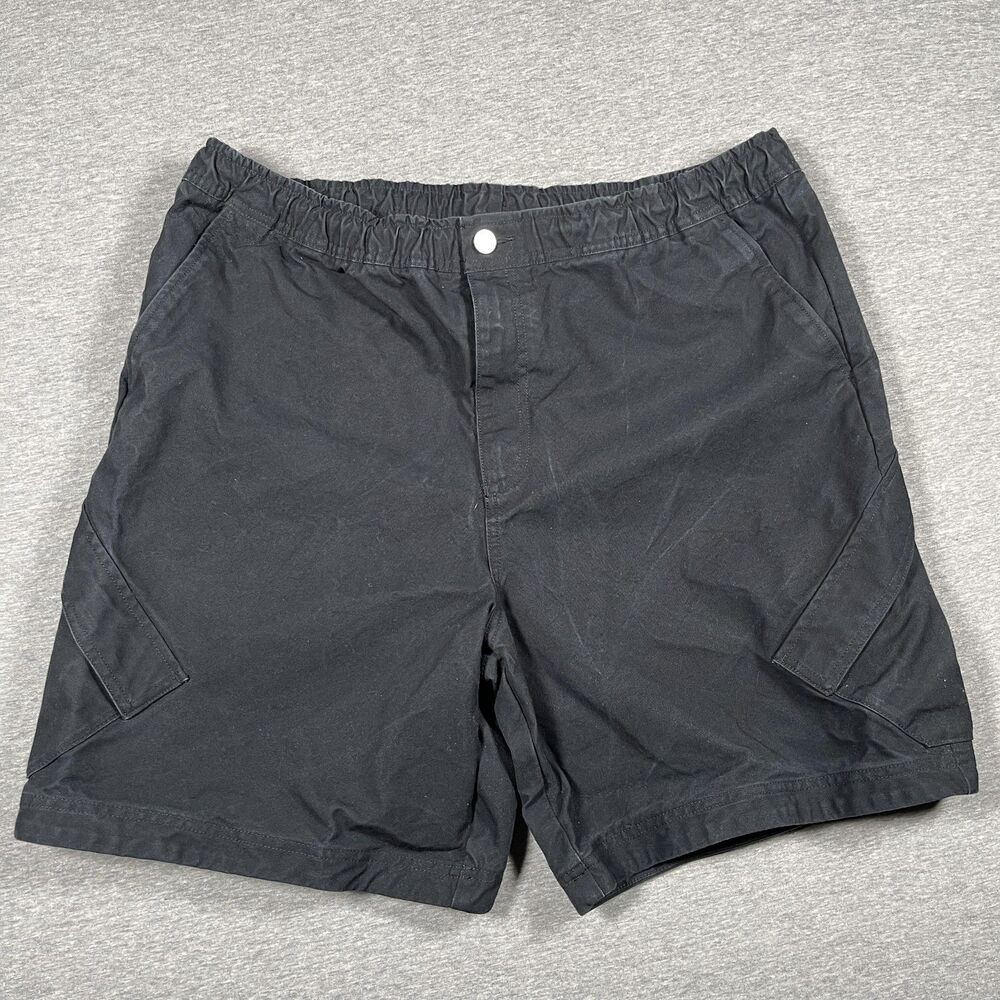 Jordan Cargo Shorts Mens XL Black Cotton Pockets Elastic Waist Drawstring